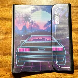 Mead Trapper Keeper 3-Ring Binder Sunset Sportscar Vaporwave Retro Style